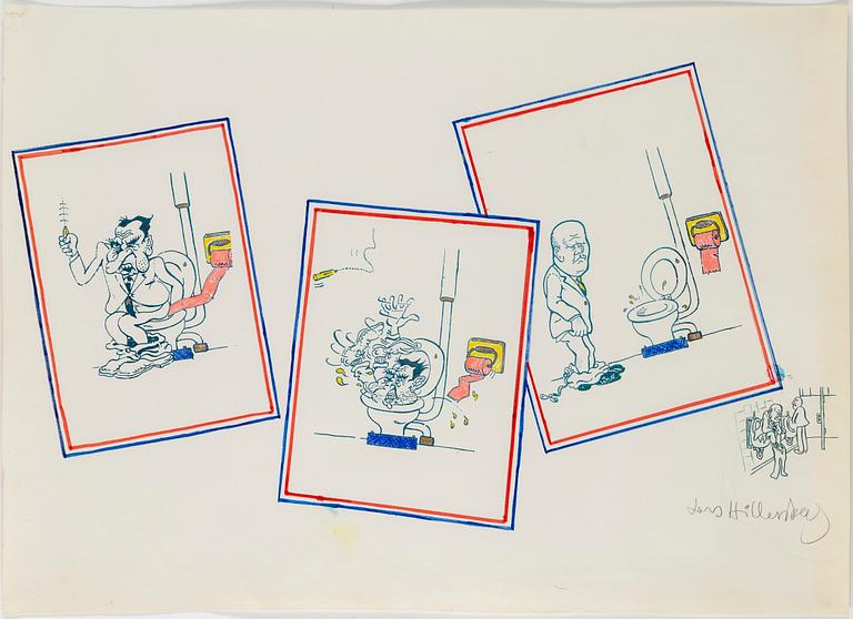 LARS HILLERSBERG, mixed media on paper signed.