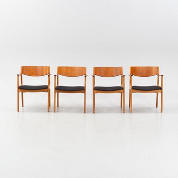 Henning Kjaernulf, four chairs, Vejle stole- og Mobelfabrik, Denmark, second half of the 20th century.
