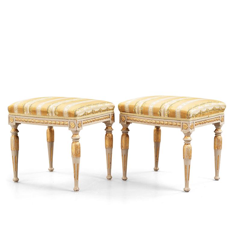 A pair of late Gustavian circa 1800 stools.