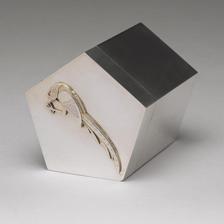 Wiwen Nilsson, a pentagonal lidded sterling jar, Lund, Sweden 1965.