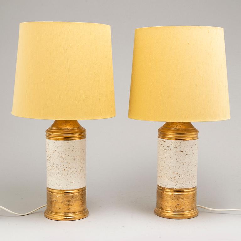 A pair of Bitossi stoneware table lamps, Bergboms, second half of the 20th century.