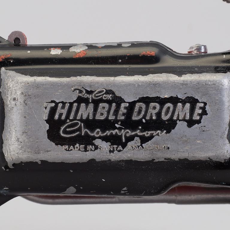 A THIMBLE DROME TETHER CHAMPION RACING CAR, Roy Cox, aluminium, 1950s.