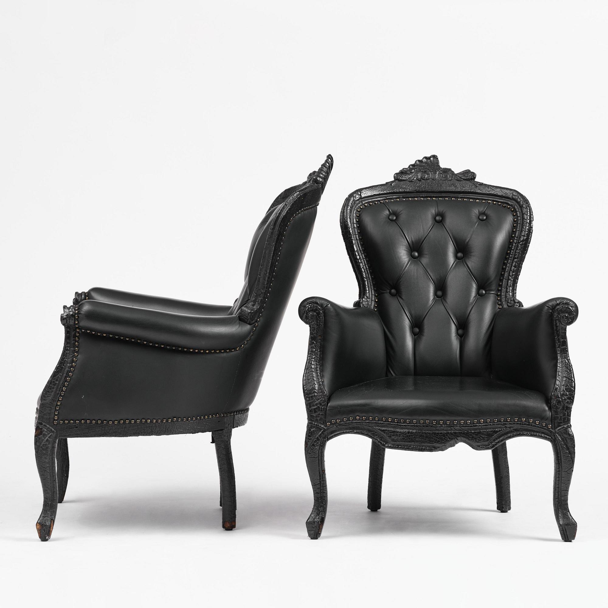 Maarten Baas, a pair of “Smoke Armchairs”, Moooi, the Netherlands, post 2002.