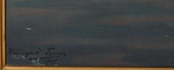 OKÄND KONSTNÄR, olja på duk. Otydl sign o dat 1908.