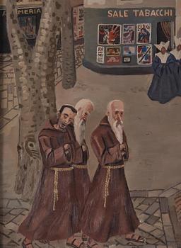 Acke Hallgren, "Domkyrkan", motiv från Piazza Muccioli, San Remo.