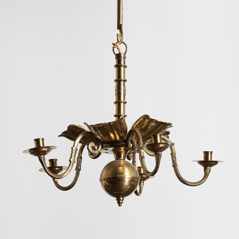 Lars Holmström, a brass chandelier, Arvika, mid-20th Century.