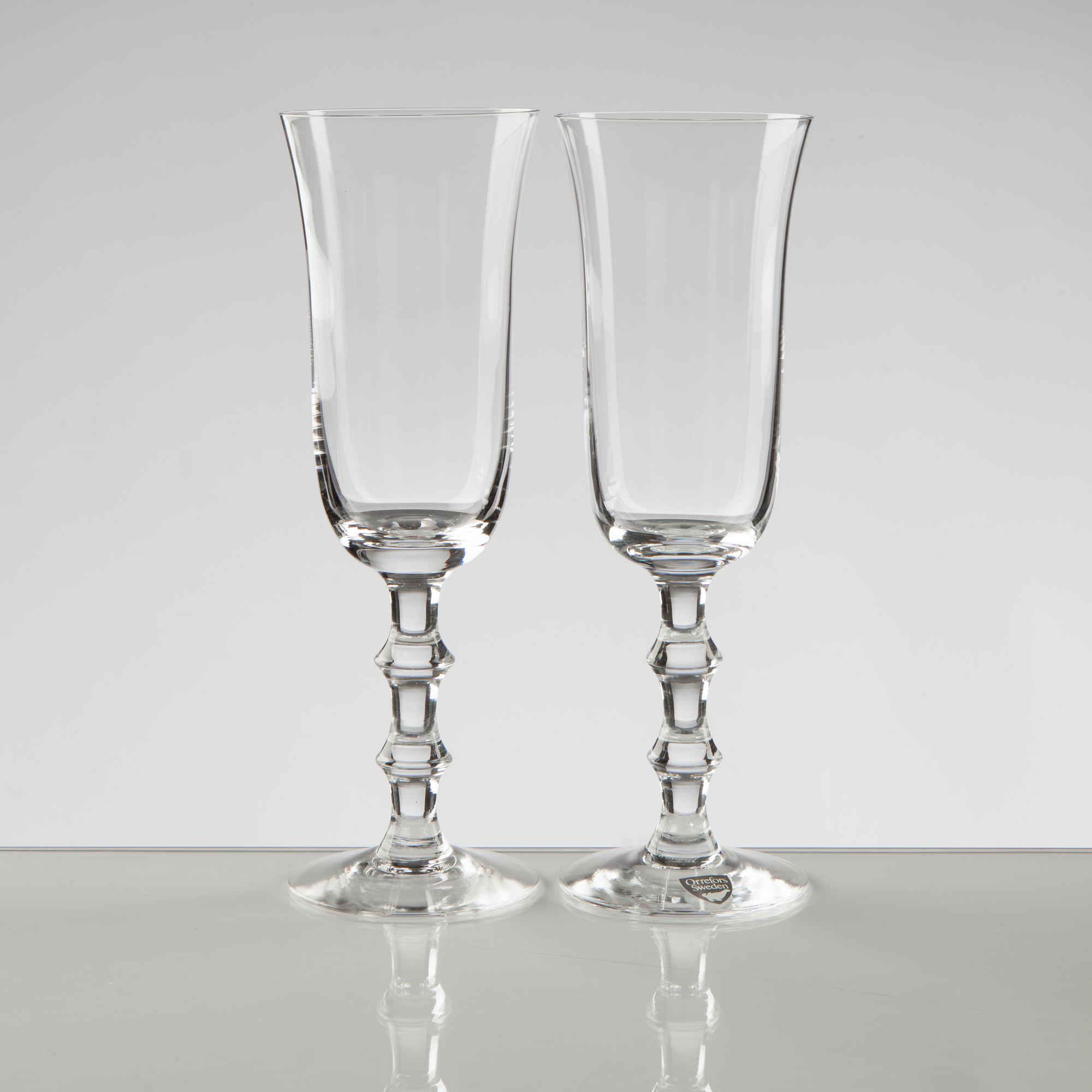 SIMON GATE, Orrefors-Sandvik, "Salut", champagneglas 10 st. Formgivna omkring 1919.