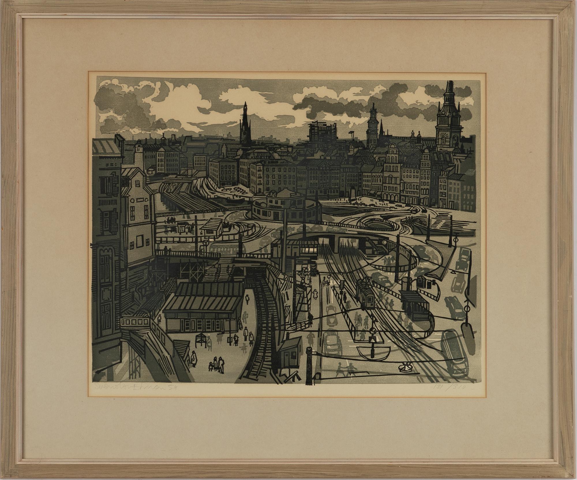 Svenolov Ehrén, woodcut, signed and dated -59, and numbered 131/310.