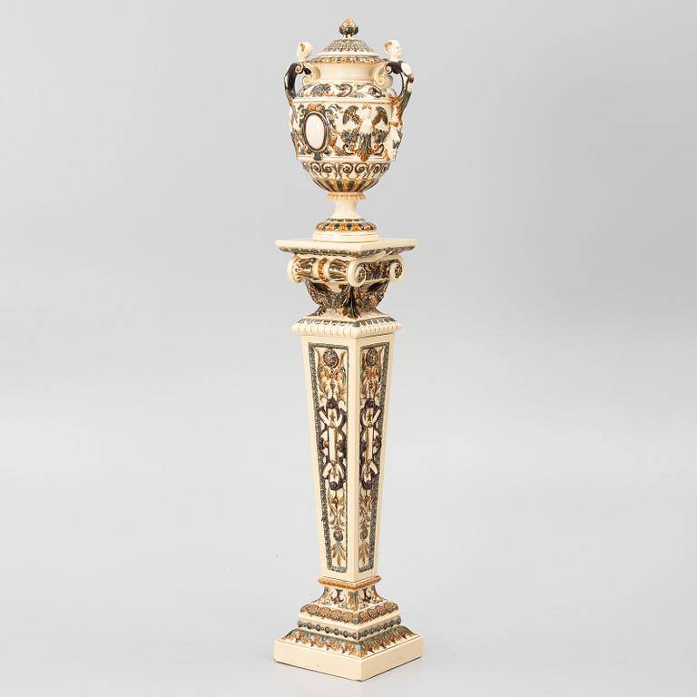 Pedestal with urn, Rörstrand, circa 1900.