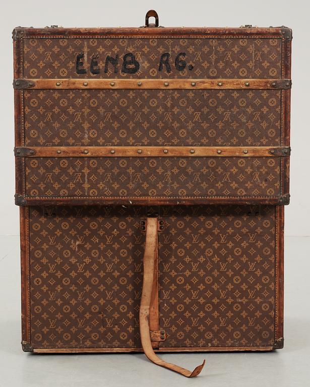 An early 20th cent monogram canvas trunk by Louis Vuitton.