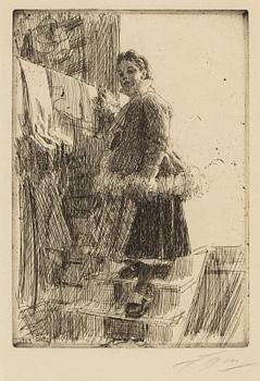 Anders Zorn, etching, 1903, signed in pencil.