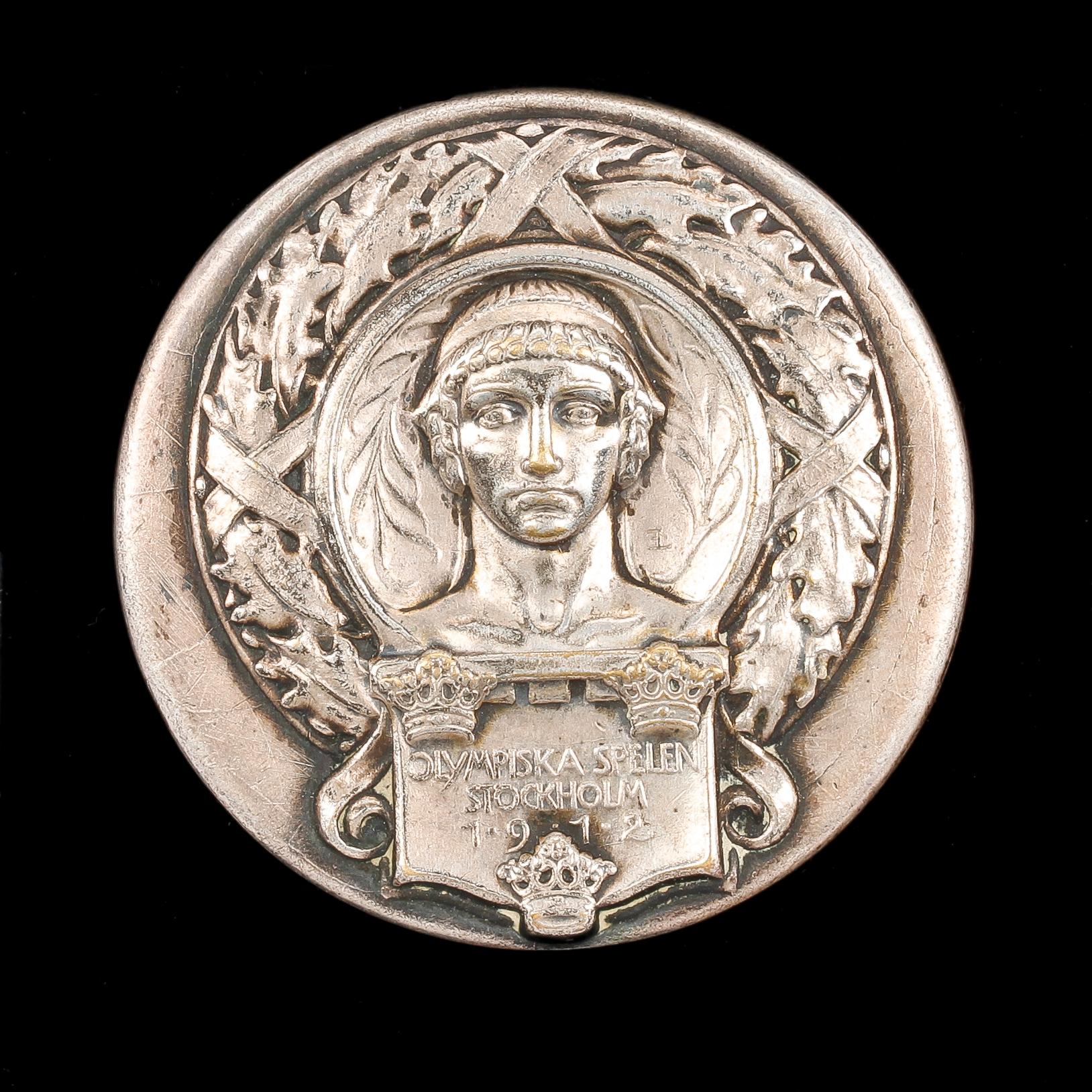 MINNESMEDALJ, försilvrad metall, Olympiska spelen Stockholm 1912.