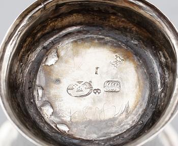 BÄGARE, silver, Johan Pettersen, Söderhamn 1767. Vikt ca 43 gram.