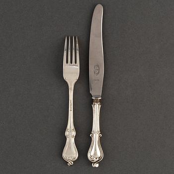 12+12 psc silver cutlery model 'Adlerstråhle', A Lundström Lund and CG Hallberg Stockholm 1936-50.