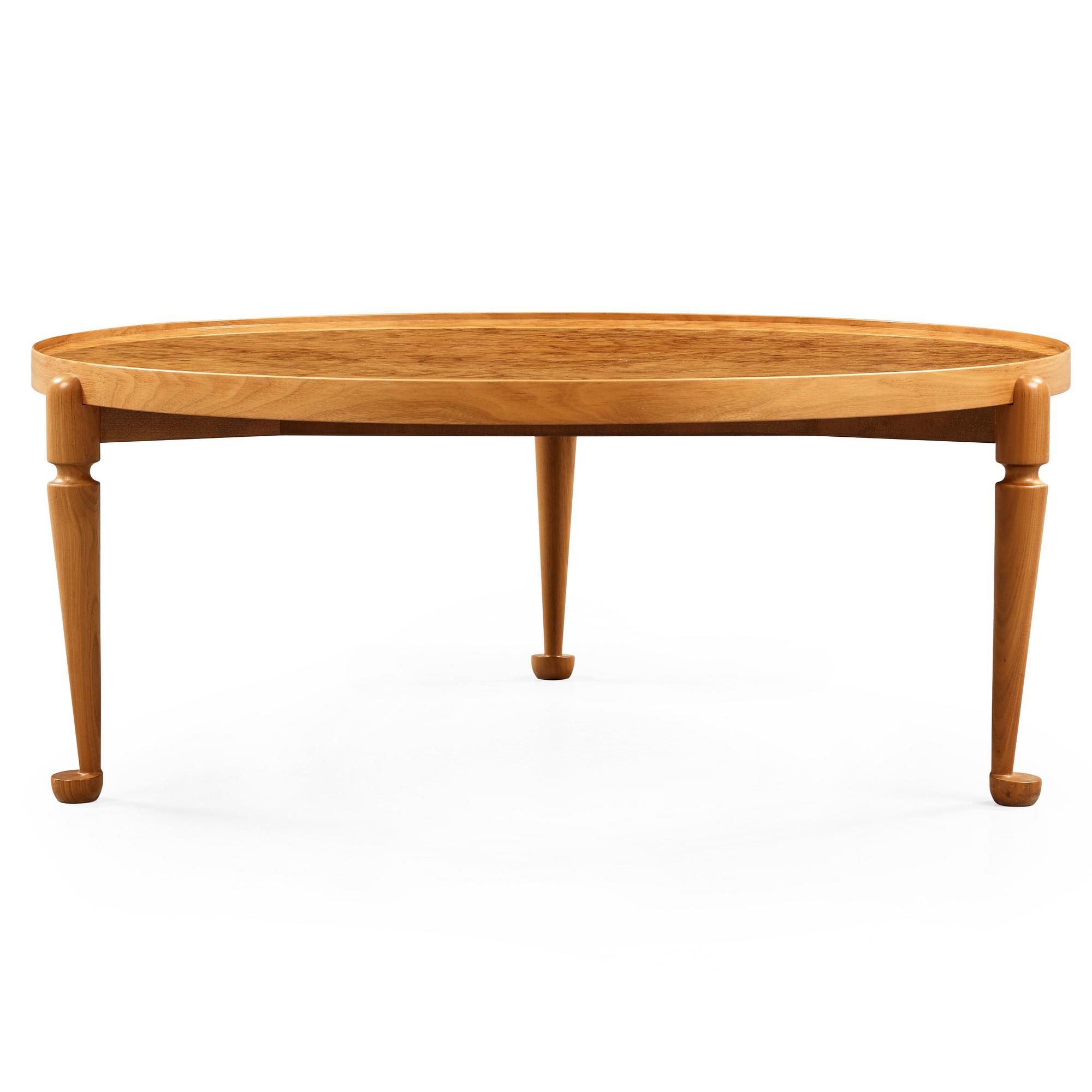 Josef Frank, a burrwood and walnut sofa table, Svenskt Tenn, model 2139, post 1985.