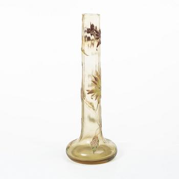 Emile Gallé, an etched and enamelled Art Nouveau glass vase, Nancy, France.