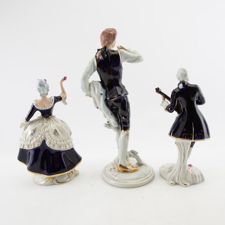 Figurines 3 pcs Royal Dux Germany mid-20th century porcelain.