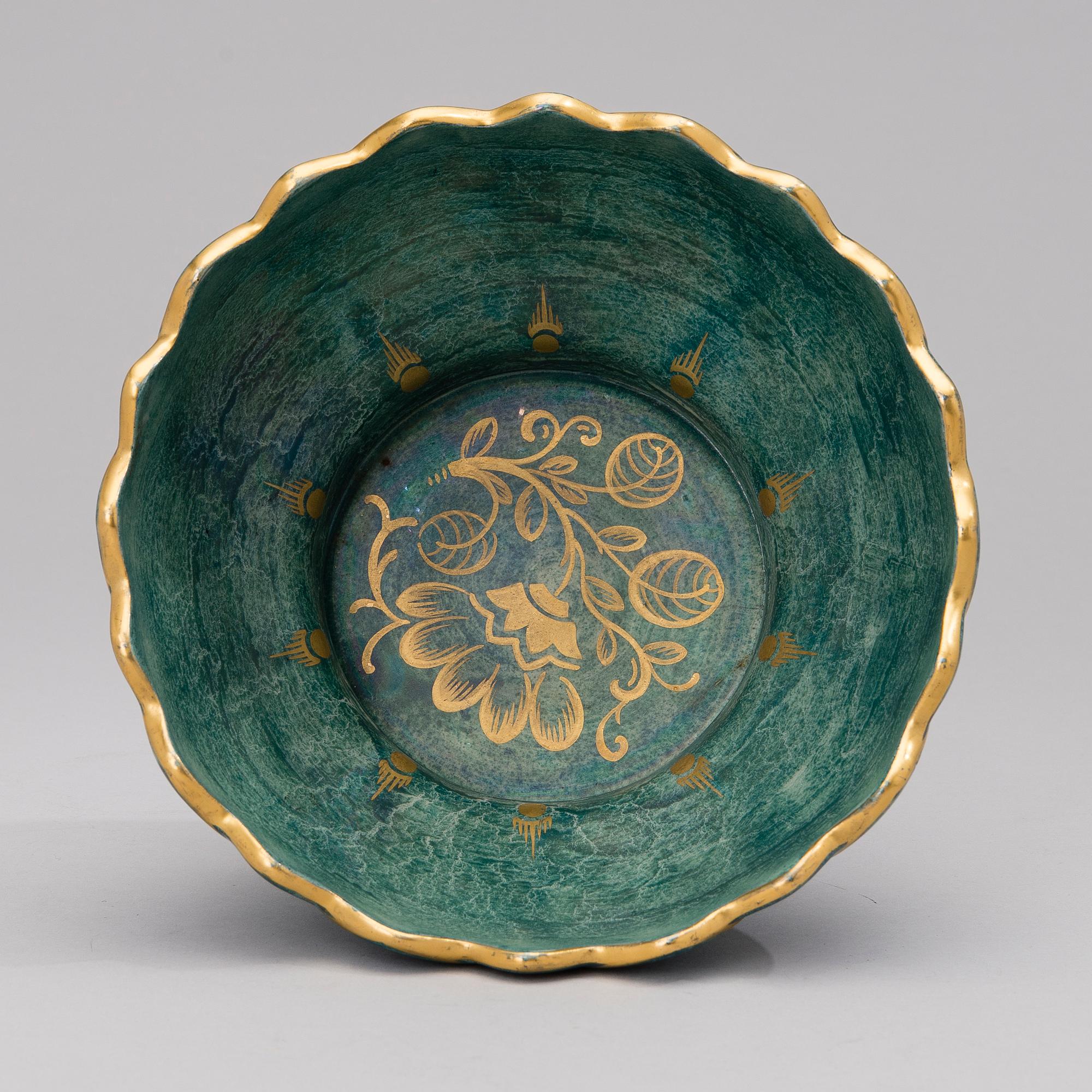 JOSEF EKBERG, SKÅL, flintgods, Gustavsberg, signerad JE.