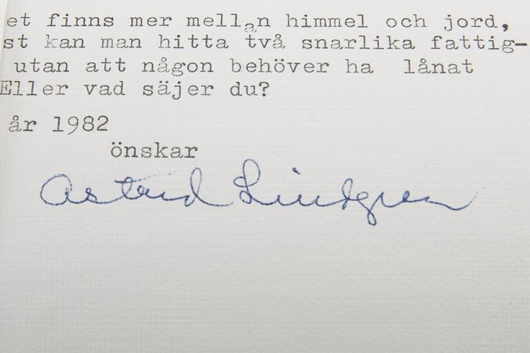 Astrid Lindgren, letters 10 pcs, 1982-83 and 1991.