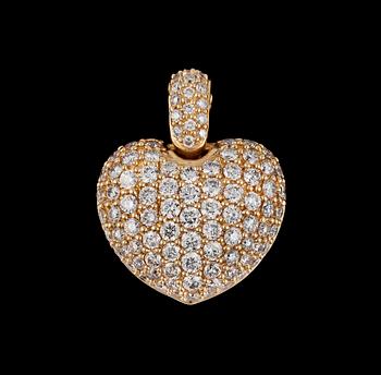 1077. A brilliant cut diamond heart pendant, tot. 1.78 cts.