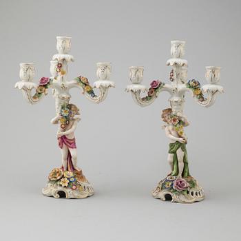 A pair of porcelain candelabra from von Schierholz, Germany, first half of the 20th Century.