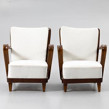 Armchairs, a pair, 1940s/50s.