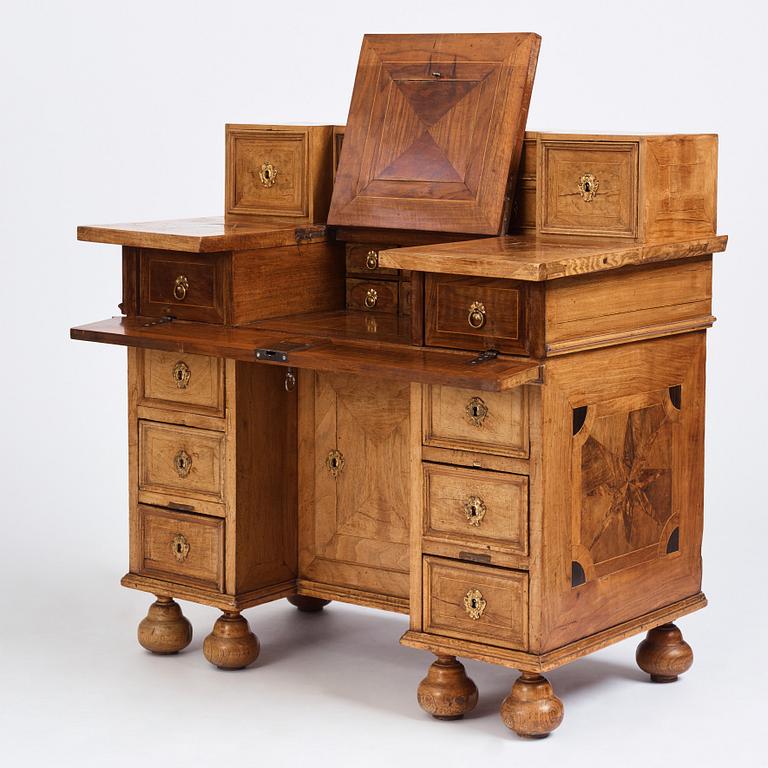 A Swedish Baroque 'knee-hole' writing desk, first part of the 18th century.