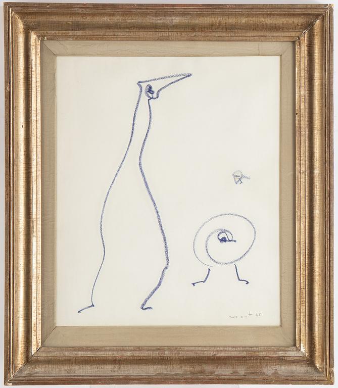 Max Ernst, krita på papper, signerad och daterad -65.