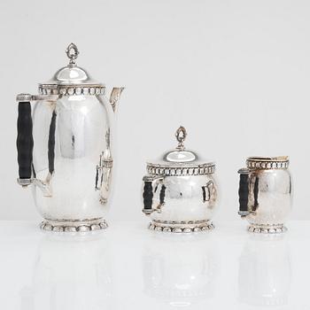 Axel Larson, kaffeservis, 3 delar, silver, Helsingborg, 1920,