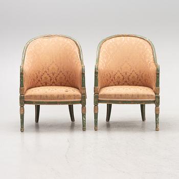 A pair of Directoire style armchairs, France, later 19th century.