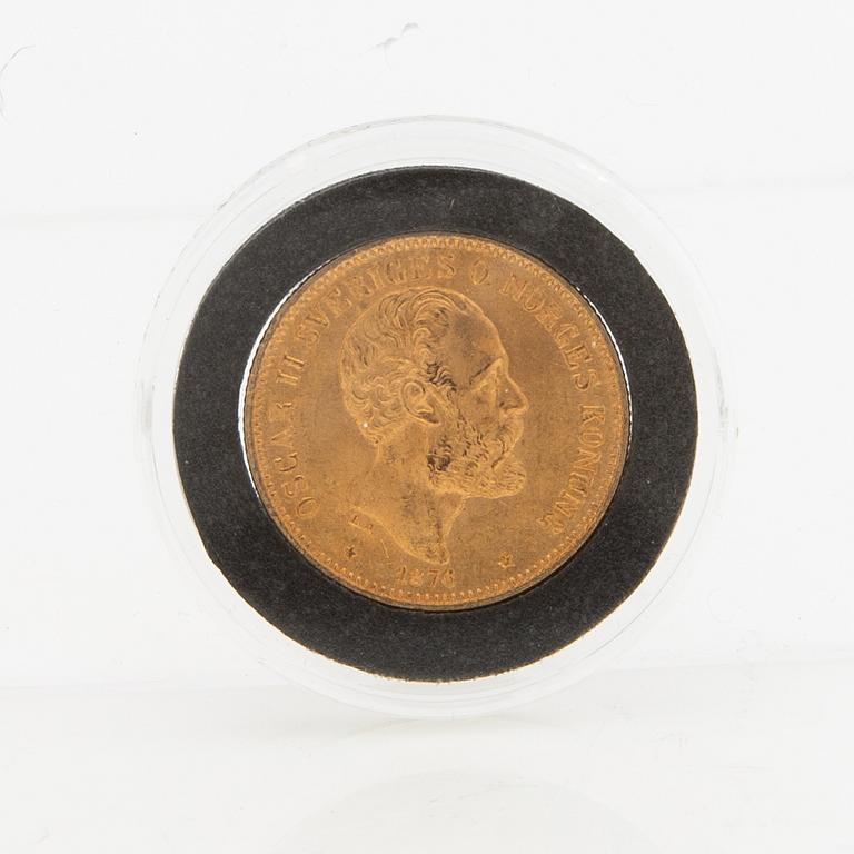 Guldmynt Sverige, Oscar II 20 kr, 1876.
