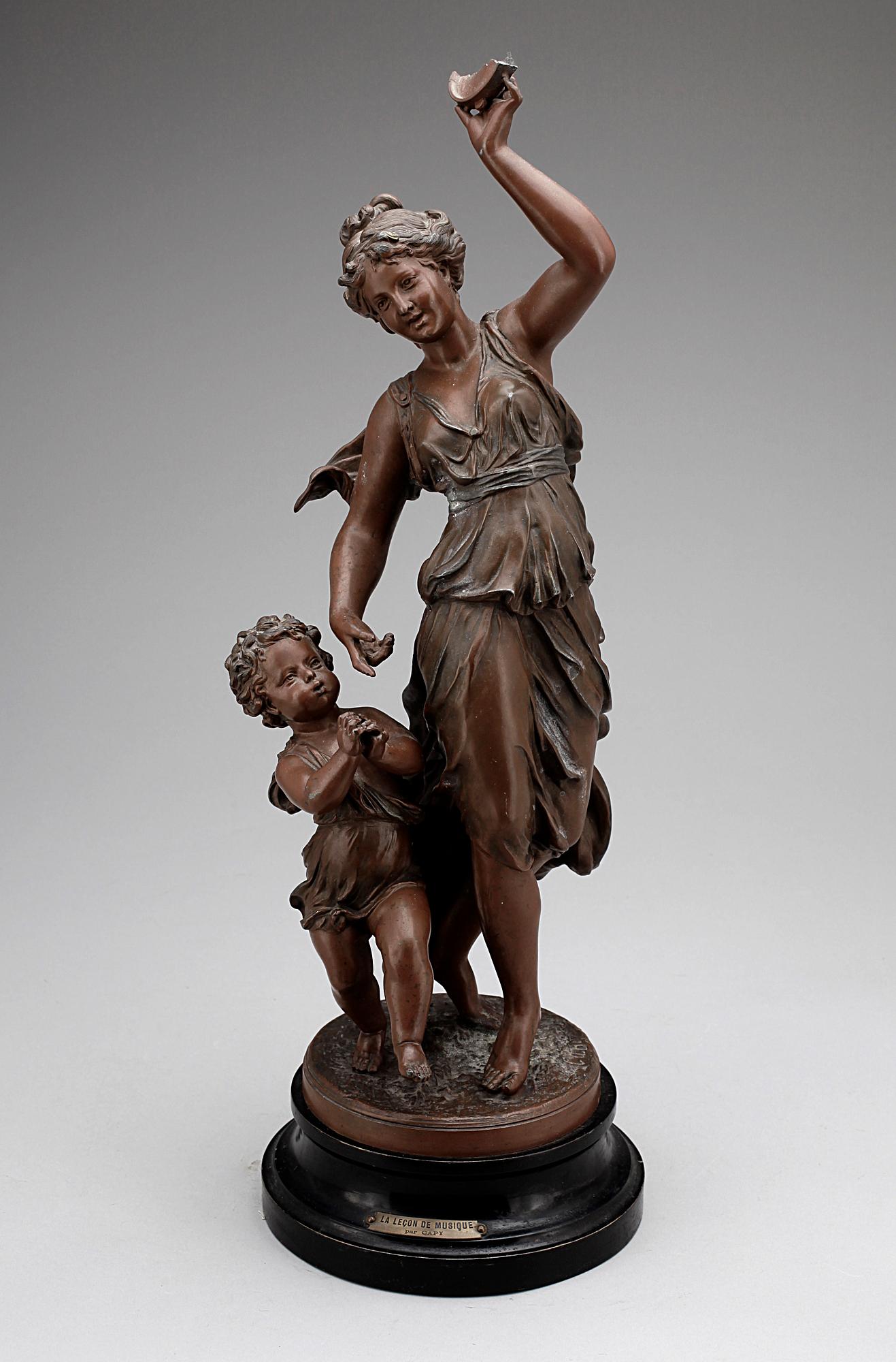 EUGENE CAPY, efter. Skulptur, metall, gjuten sign, 1900-talets början.