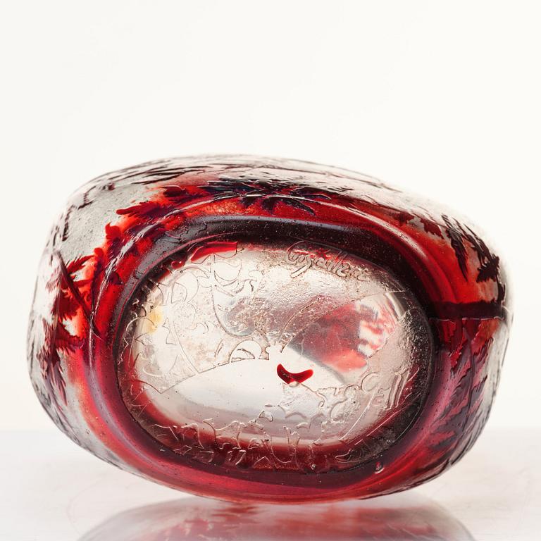 Emile Gallé, an asymmetrical Art Nouveau fire polished cameo glass vase, Nancy, France.