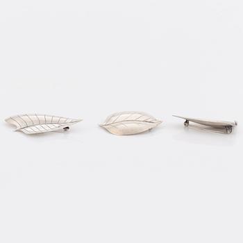 Viggo Wollny, three brooches sterling silver, Jammik, Denmark.