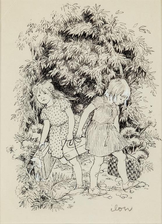 ILON WIKLAND, ink drawing, signed ilon in pencil.