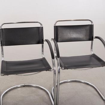 Four leather and metall chairs, Italy, second half of the 20th century.