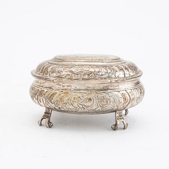 Alderman Fyodor Petrov, sugar box silver, Moscow Russia, 1759-87.