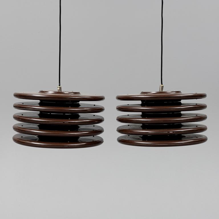 A par of 1970's ceiling lights.