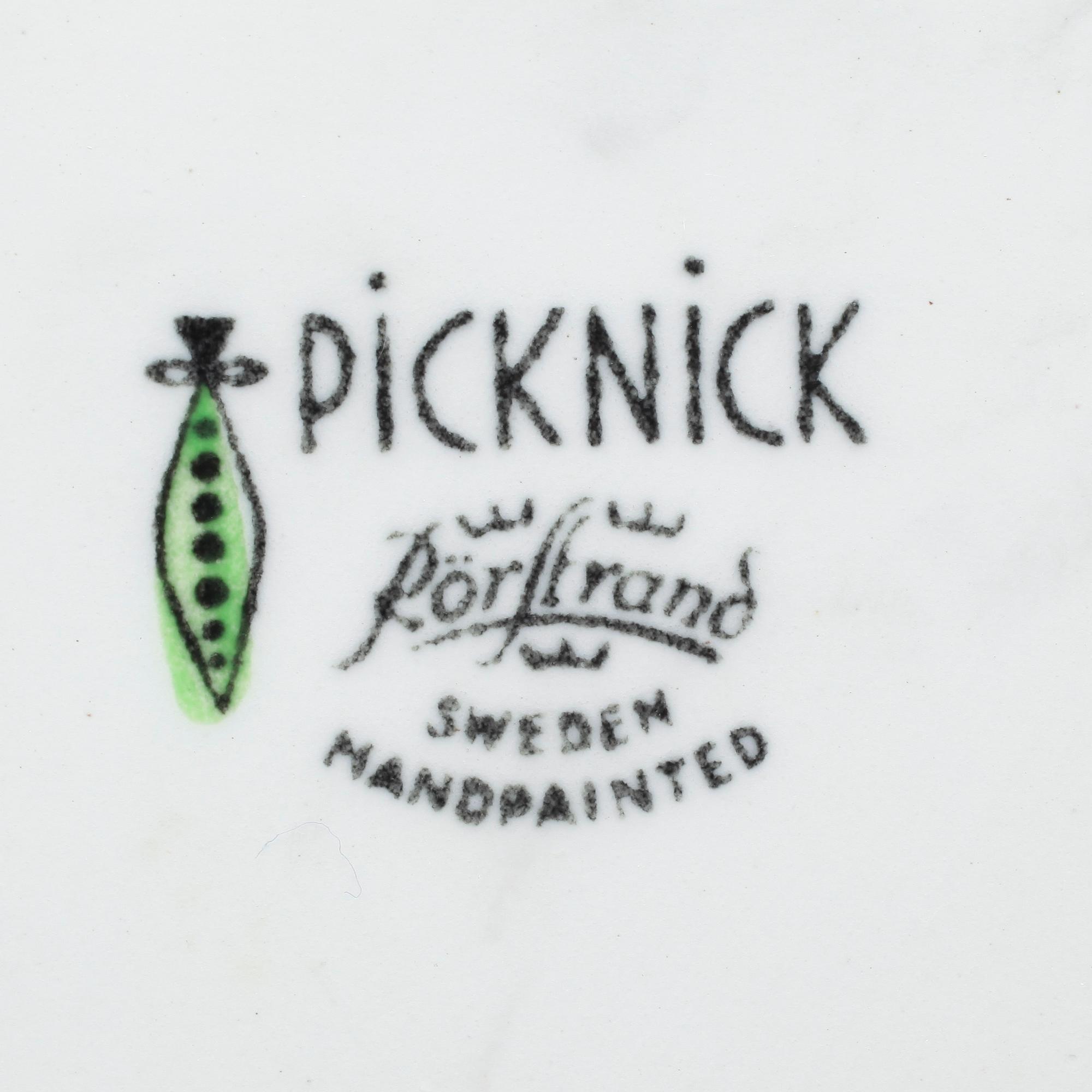 SERVISDELAR, 20 st, porslin, "Picknick", Marianne Westman, Rörstrand, 1956-1969.