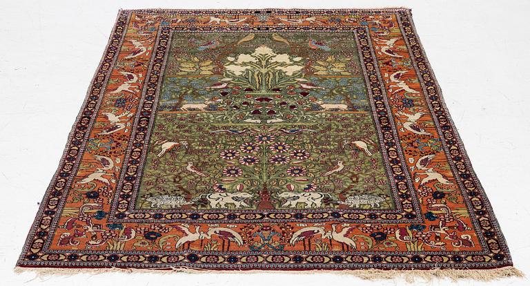 An antique Mobarekeh rug, central Persia, c. 230 x 130 cm.