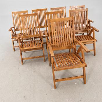 A 9 pcs stained teak garden suite by Brafab around 2000.