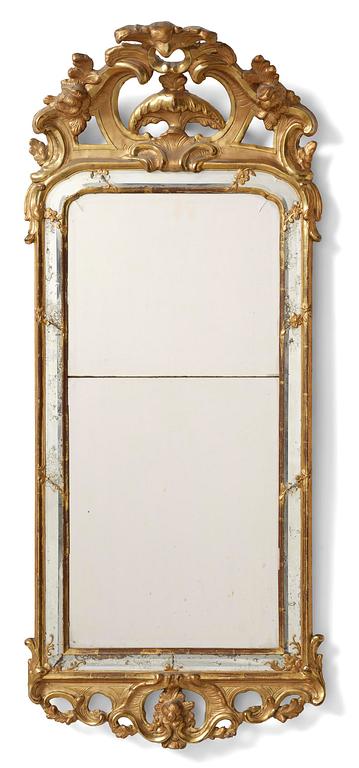 A rococo giltwood mirror, Stockholm, later part 18th century.