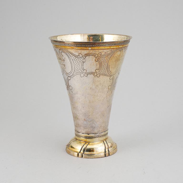 A swedish parcel-gilt silver beaker, mark of Stephan Westerstråhle, Stockholm (1789-1812).