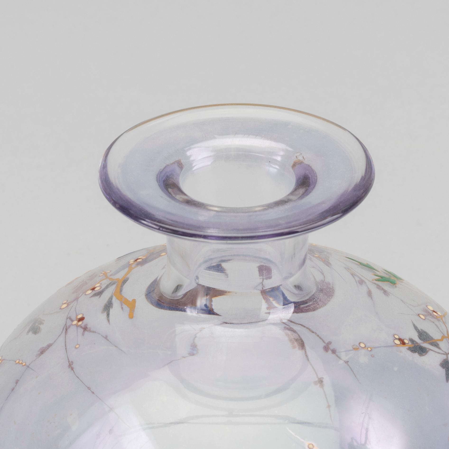 EUGENE ROUSSEAU, ascribed a handpainted glass vase for Baccarat around 1880.