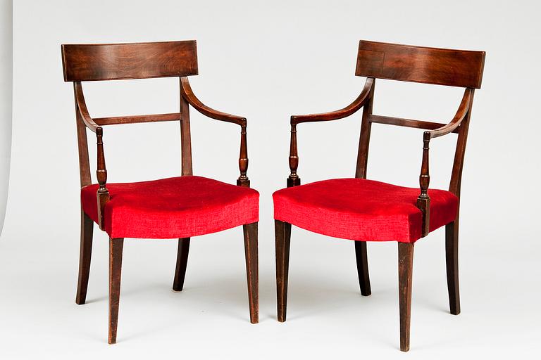 A PAIR OF ARMCHAIRS.