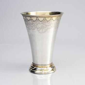 A Swedish 18th century parcel-gilt silver beaker, mark of Lorens Stabeus, Stockholm 1763.