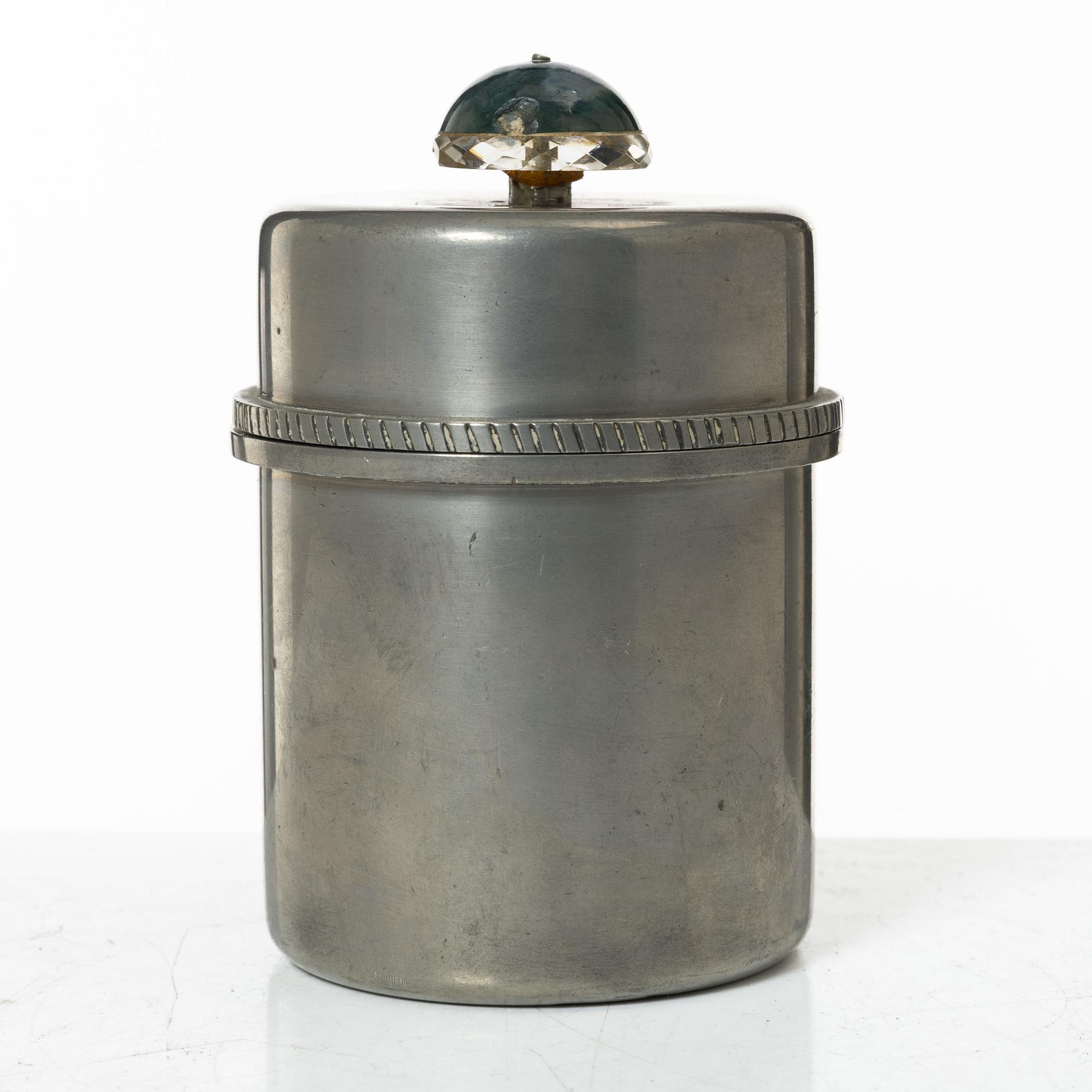 Firma Svenskt Tenn, probably Estrid Ericson & Nils Fougstedt, a pewter lidded jar, Stockholm, 1954.