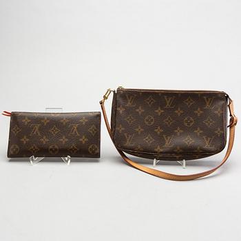 LOUIS VUITTON, pouch and a wallet.