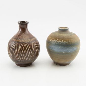 Arthur Andersson vases, 8 pieces, Wallåkra, mid-20th century stoneware.