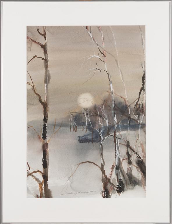 Nandor Mikola, akvarelli, signeerattu.